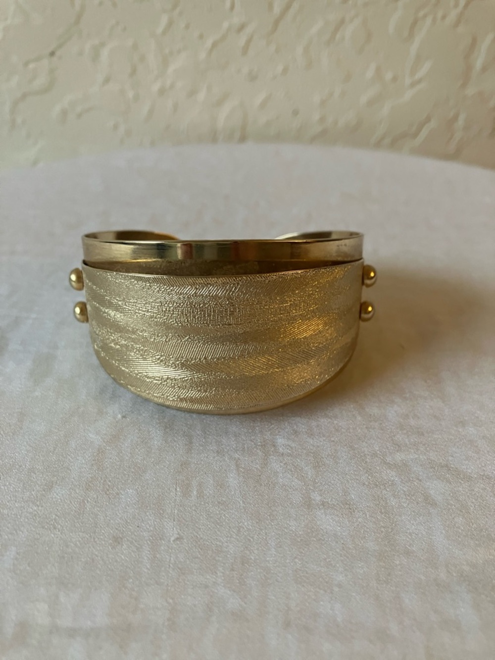 Emmons: Gold Tone Wide Textured Cuff Bracelet